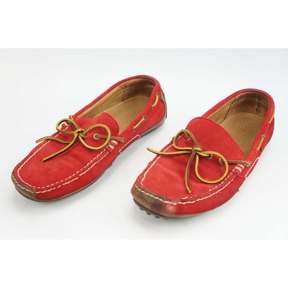 Polo Ralph Lauren Wyndings Loafers 9.5D Red Suede Leather Driving Shoes Good